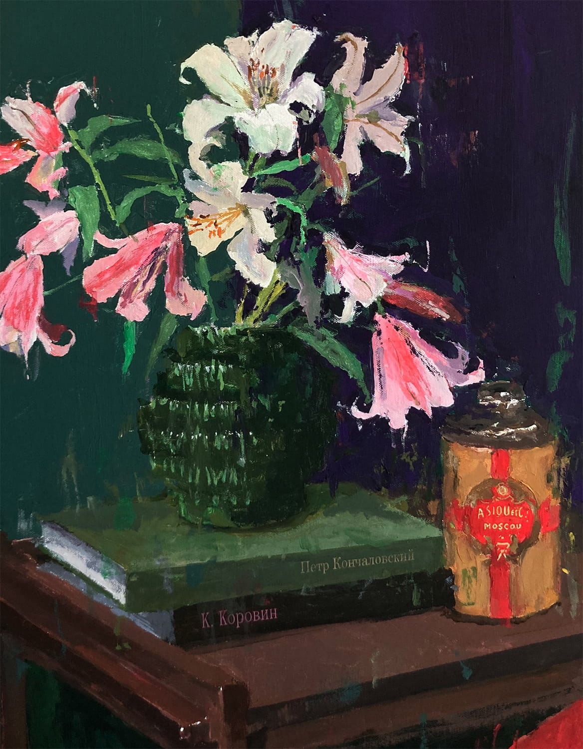 LILLIES. STILL LIFE AT NIGHT